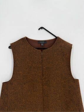 Cos Wool Mix Blend Sleeveless Vest Dress With Pockets In Brown